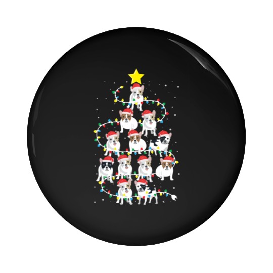 English Bulldog Christmas Tree Dog Santa Claus Pin Buttons