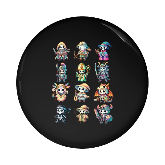 Skeleton Adventure Dungeon Characters Fantasy Pin Buttons