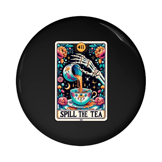Spill The Tea Tarot Card Pin Buttons