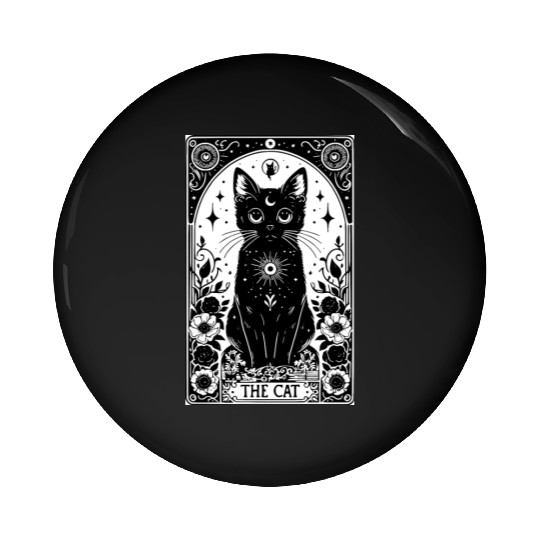 Black Cat Tarot Card Pin Buttons