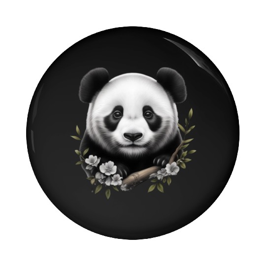 Cute Panda with Flowers Pin Buttons