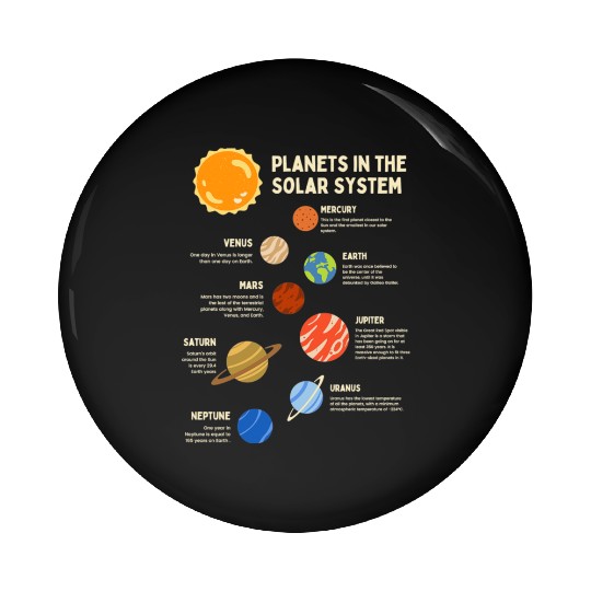 Colorful Solar System Planets Space Science Pin Buttons