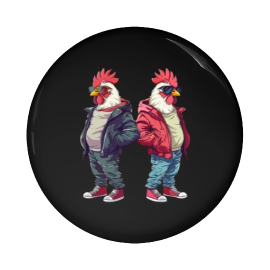 Streetwear fashion on hip chickens Pin Buttons