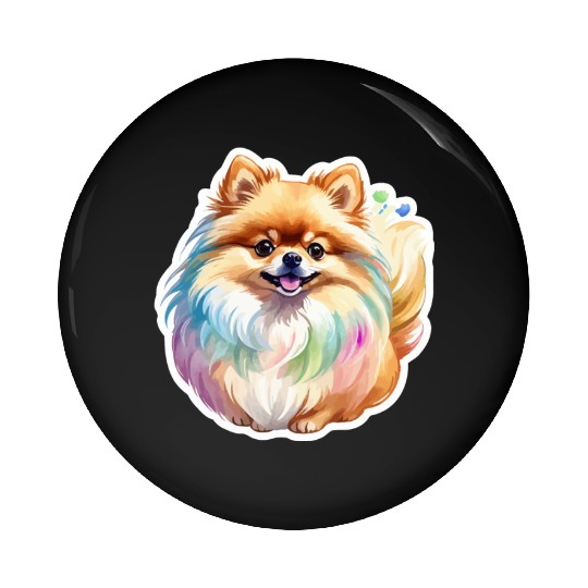 Pomeranian Watercolor Pin Buttons