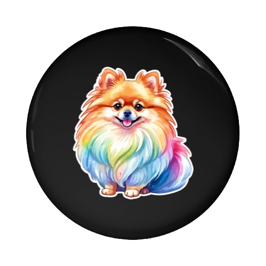 Pomeranian Watercolor Pin Buttons