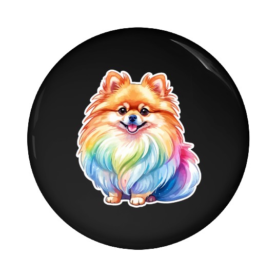 Pomeranian Watercolor Pin Buttons