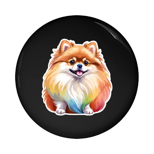 Pomeranian Watercolor Pin Buttons