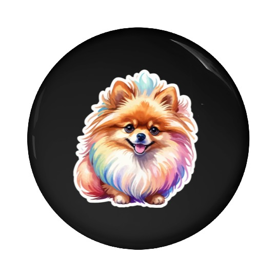 Pomeranian Watercolor Pin Buttons