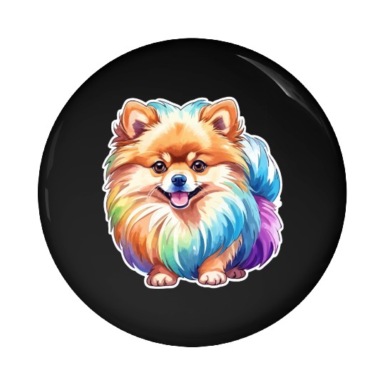 Pomeranian Watercolor Pin Buttons