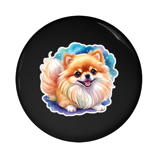 Pomeranian Watercolor Pin Buttons