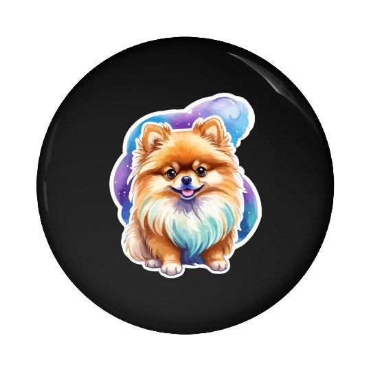 Pomeranian Watercolor Pin Buttons