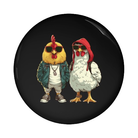 Cool chickens in modern streetwear Pin Buttons