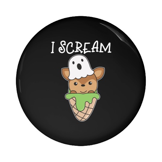 Deer Halloween Ghost I Scream Ice Cream Pun Pin Buttons