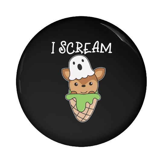 Deer Halloween Ghost I Scream Ice Cream Pun Pin Buttons