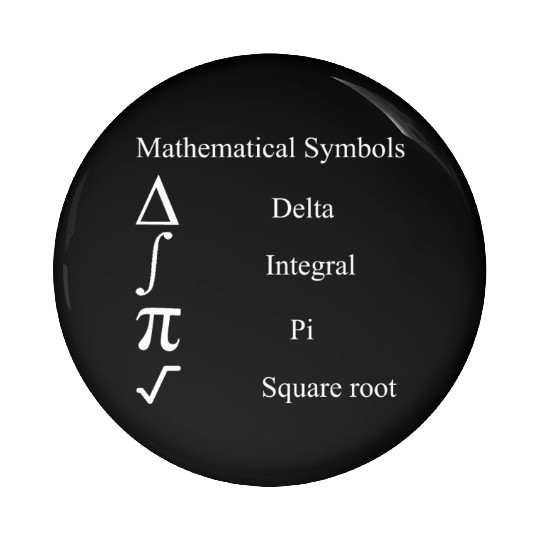 mathematical symbols Pi Square root Integral Delta Pin Buttons