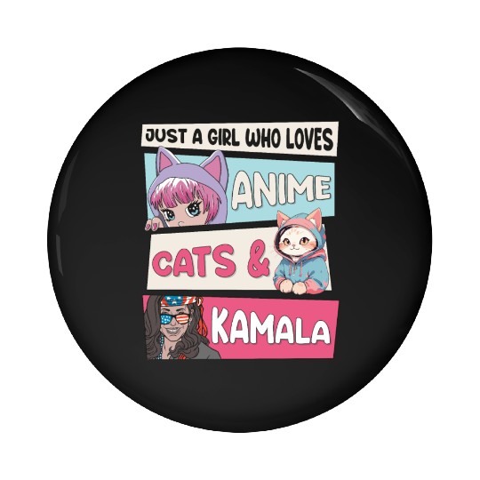 Cat Ladies for Kamala - Anime, Cats and Kamala 24 Pin Buttons