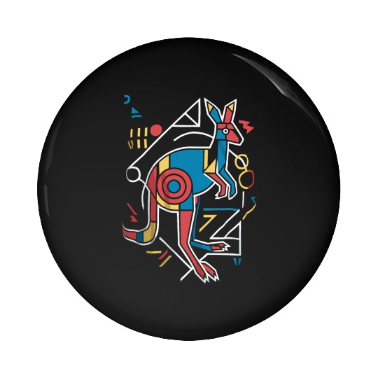 Geometric Kangaroo Art Colorful Abstract Pin Buttons