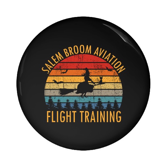 Womens Salem Broom Aviation Flight Halloween Pin Buttons