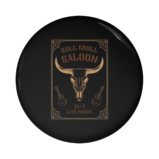 Country Music Western Bull Skull Saloon Pin Buttons