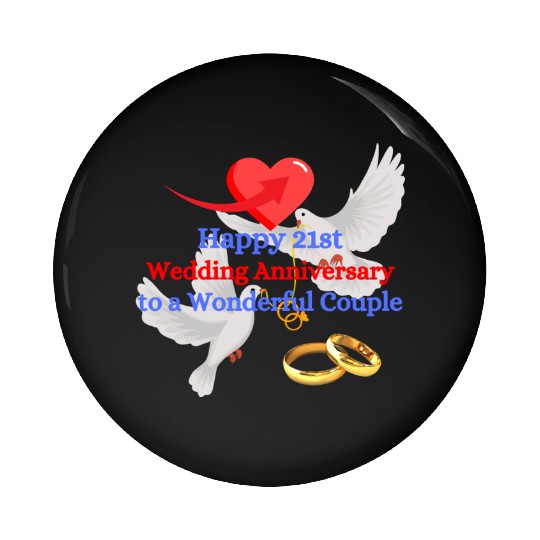 Wedding Anniversary 21st Pin Buttons