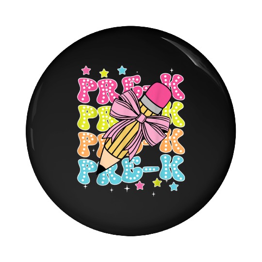 Pre K Teacher Pencil Coquette Bow Back To School K Pin Buttons