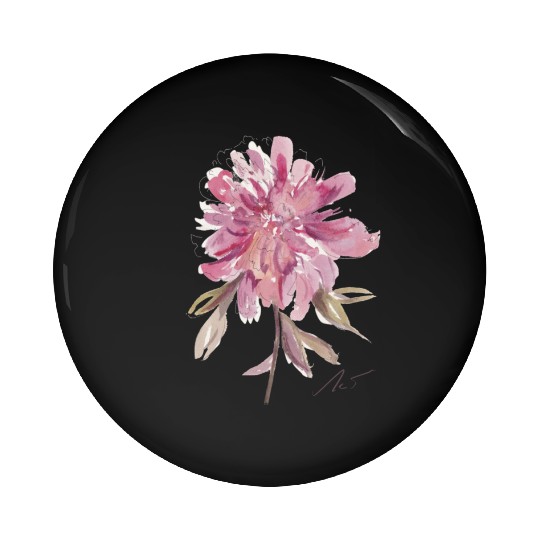 Peony loose watercolor hand-painted Pin Buttons