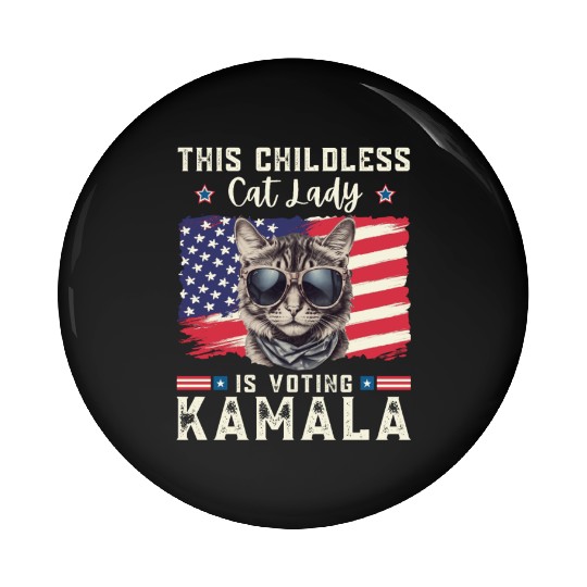 This childless Cat lady for kamala Harris 2024 Pin Buttons