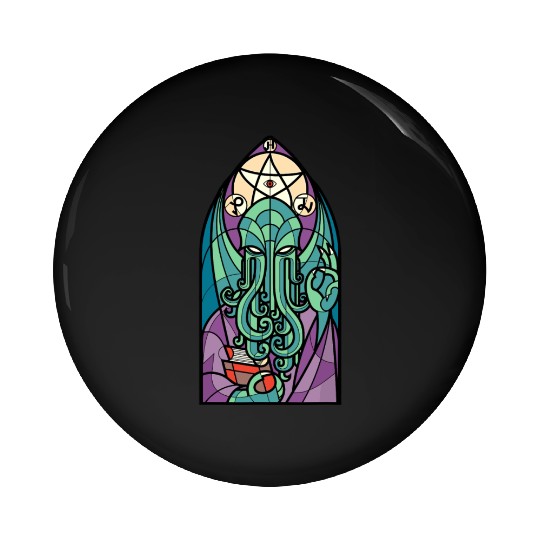 Cthulhu Church Stained Glass Cosmic Horror Funny Pin Buttons