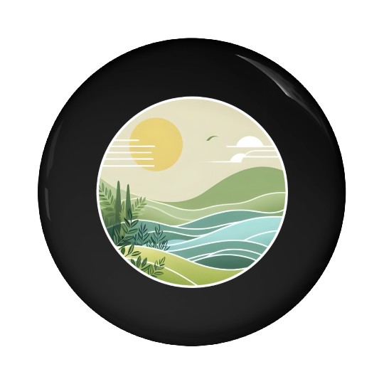 The Peaceful Green Hills Pin Buttons