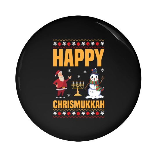 Happy Chrismukkah Funny Hanukkah Christmas Santa Pin Buttons