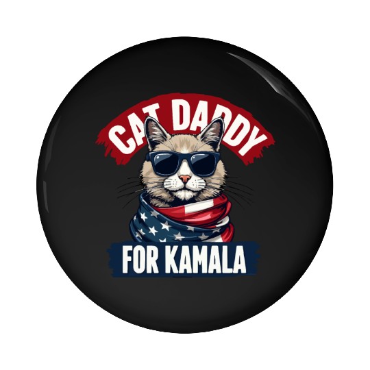 Cat Daddies for Kamala Funny Cat Dad Vote Election Pin Buttons