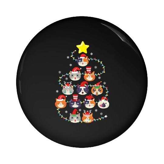 Cats Ugly Christmas Sweater Cat Snowflakes Xmas Pin Buttons