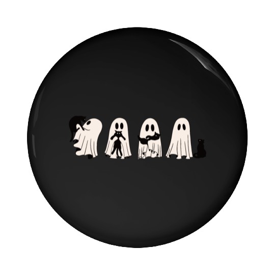 Funny Ghost Black Cat Spooky Season Trick Or Treat Pin Buttons