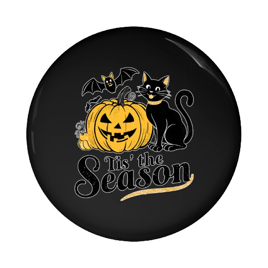 Tis the season Halloween bats pumpkin fall funny Pin Buttons