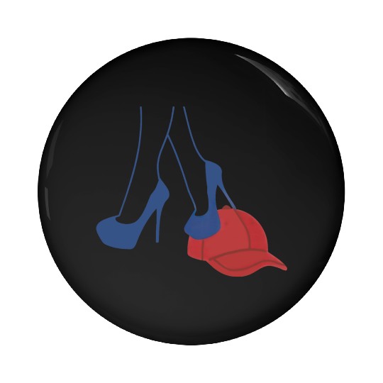 Heels stepping on Red MAGA Hat Election 2024 Pin Buttons