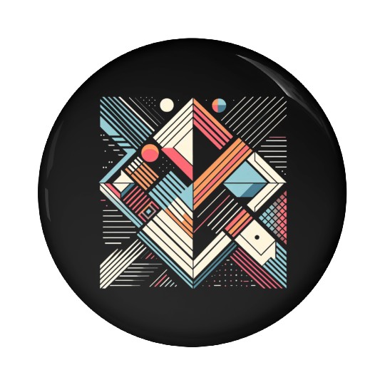 Retro Geometric Shapes 80s 90s Style 4 Pin Buttons