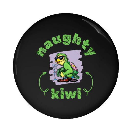 Funny naughty green kiwi bird Pin Buttons