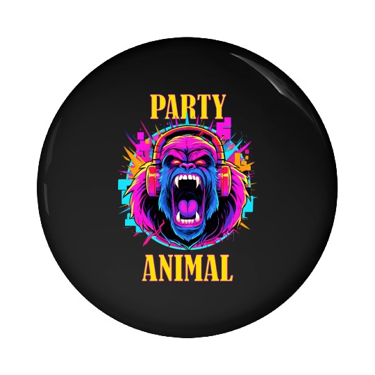 Party Animal Gorilla Style - Pin Buttons Design