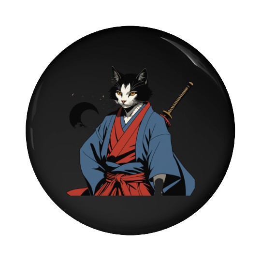 Samurai Cat Pin Buttons