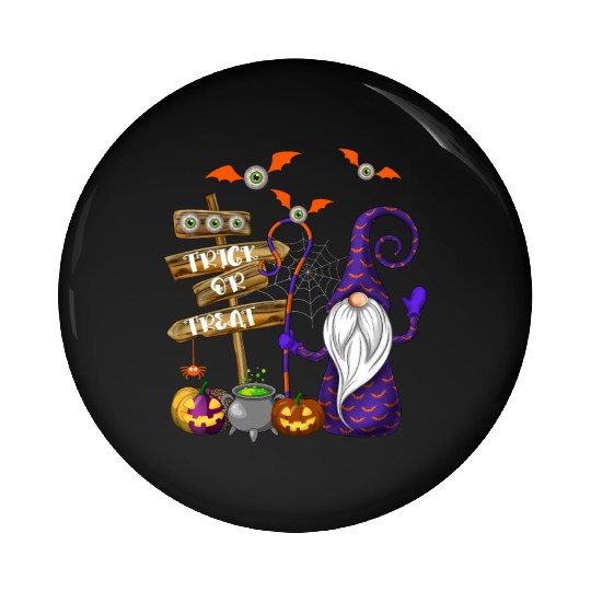 Cute Halloween Gnome Spooky Trick Or Treat Pin Buttons