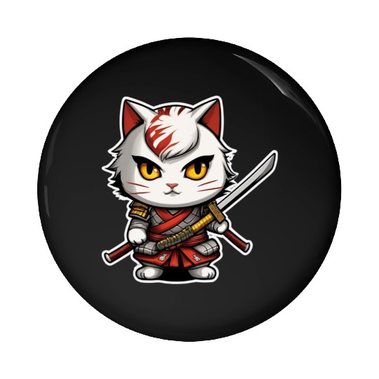 ninja cat with a katana 2 Pin Buttons