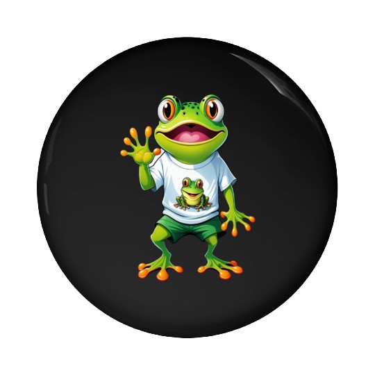 Green Happy Frog Pin Buttons