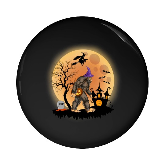 Sasquatch Halloween Trick-or-Treat Pumpkin Pin Buttons