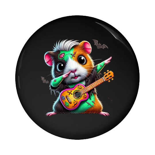Dabbing Guinea Pig Zombie Squad Guitar Hallow Pin Buttons