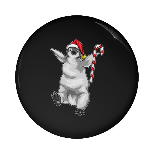 Penguin Christmas Candy cane Pin Buttons