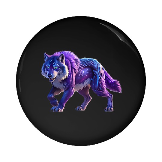 Neon Wolf Pin Buttons