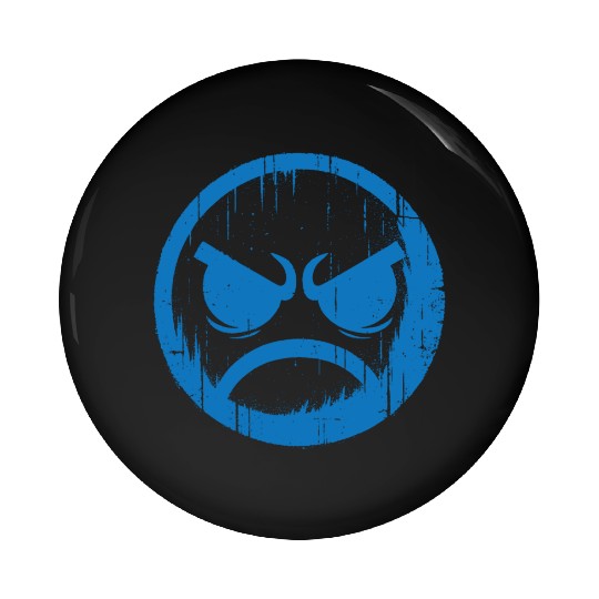 Cool Blue Angry Face Pin Buttons