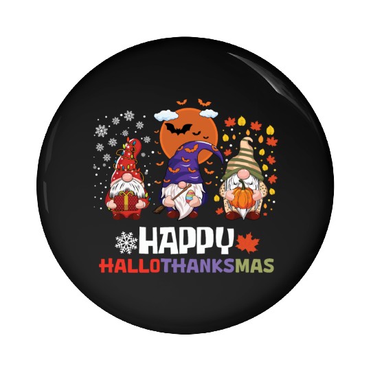 Happy Hallothanksmas Halloween Thanksgiving Pin Buttons