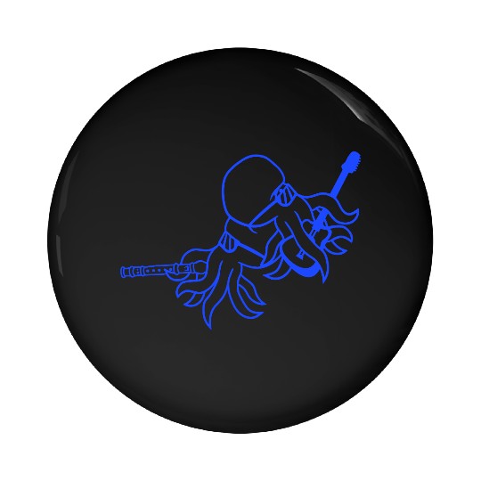 Two Octopus Kraken Squid Guitar Flute 2 Band Team Pin Buttons