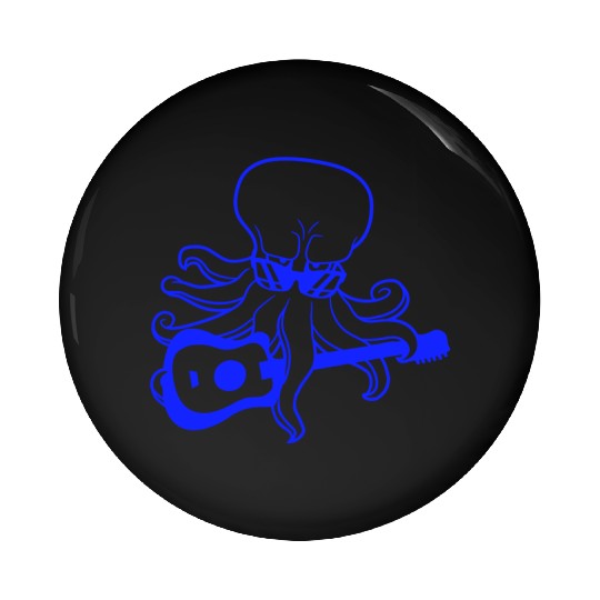 Cool Octopus Kraken Squid Plays Guitar Guitarist Pin Buttons